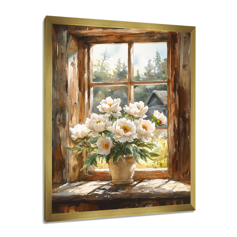 Harville - salon d'art mural floral, H 40 po x l 30 po, Reproduction encadrée d'une seule photo, Doré