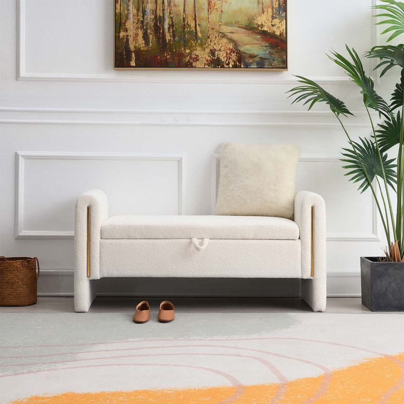 Banc rembourré confortable pour le salon, la chambre à coucher, le dortoir, Crème