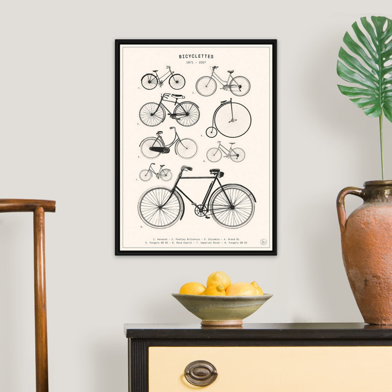 «Bicyclettes» par Florent Bodart - impression sur toile, Cadre flottant noir, H 26 po x l 20 po x P 1,75 po
