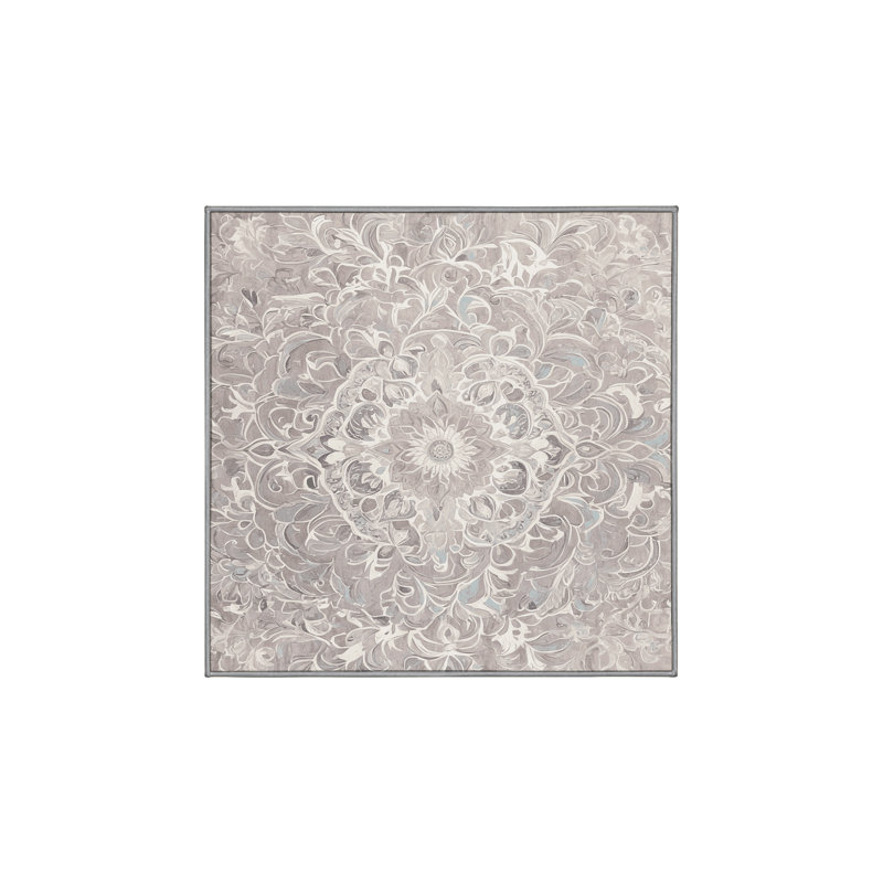 Tapis gris lavable à la machine, Carré 8 pi