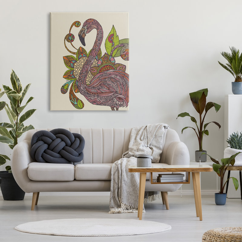 «Flamingo Bold Paisley Botanicals Complex Floral Détails» par Valentina Harper, impression sur toile tendue, Toile tendue