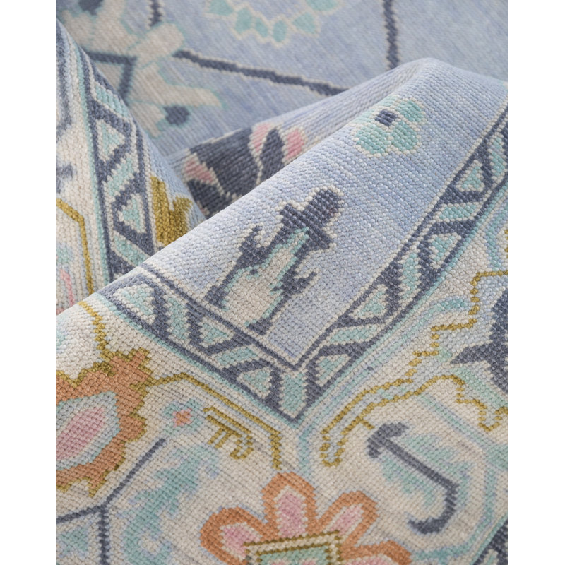 Odette Hand Knotted Wool Trellis Area Rug, Square 10'