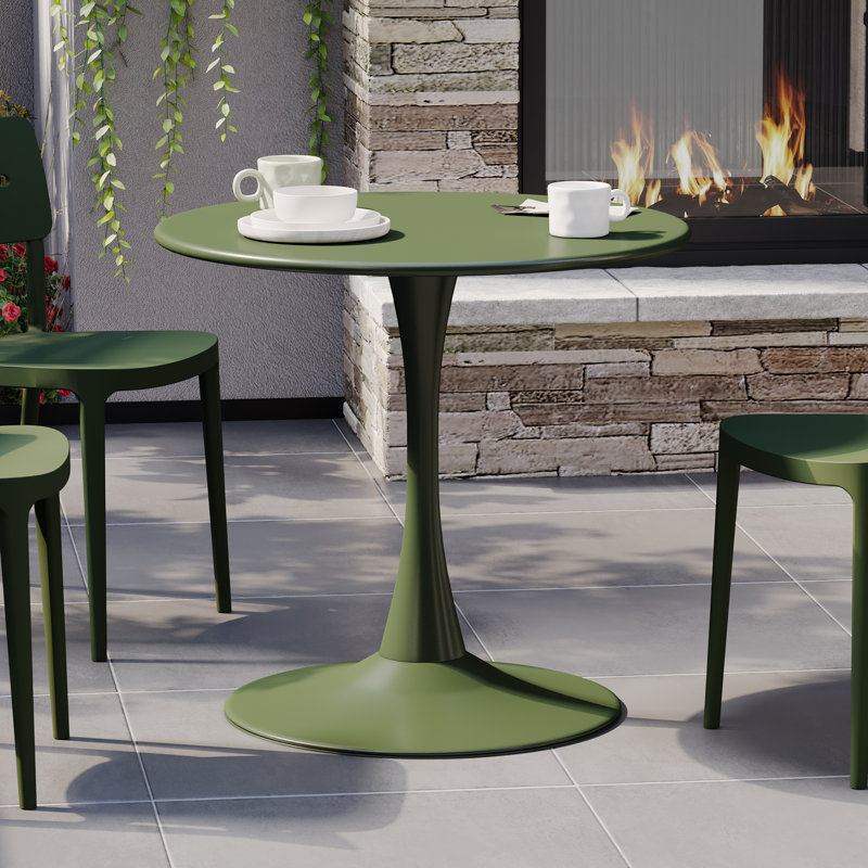 Table de salle à manger d'extérieur en acier, Vert