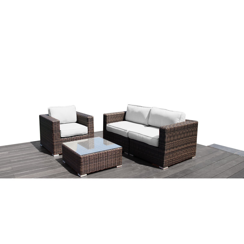3-Person HDPE Wicker Outdoor Seating Group , Sunbrella Canvas