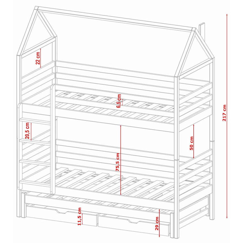Glengarry 90 X 190cm Bunk Bed House Beds with Storage Included with Built-in Ladder Included with Trundle Included, Graphite