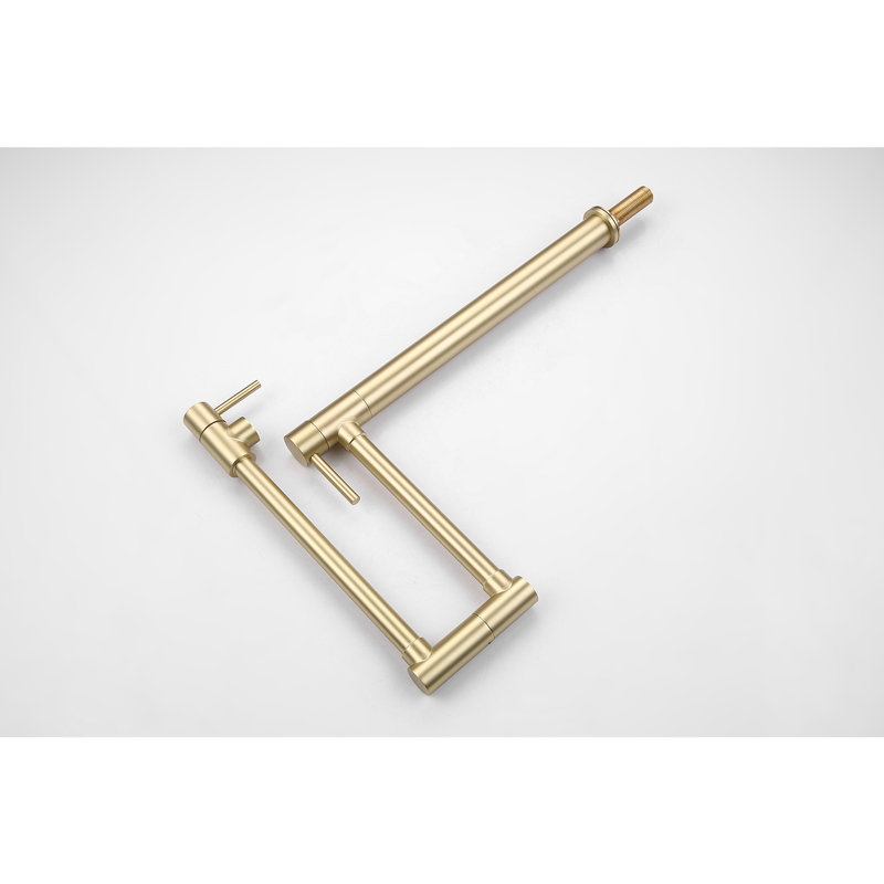 Pot Filler Faucet With Extension - 360 Rotatable And Foldable, Brushed Gold, Brass, Double Handles For Simple Water Management, Corrosion Resistance Coating Rotating Convenient Flow, Finish