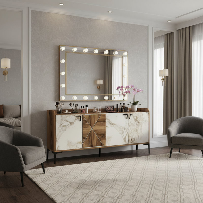 Marbre moderne et buffet avec détails géométriques