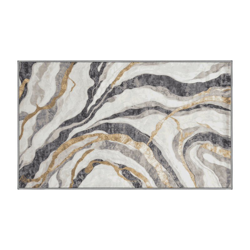 Machine Washable Gray Area Rug, Runner 2' x 5'
