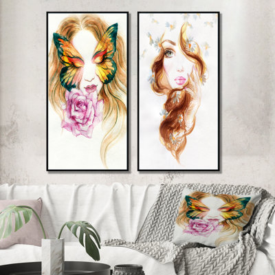 «Colorful Fashionista Woman Portrait IV», ensemble de 2 photographies sur toile