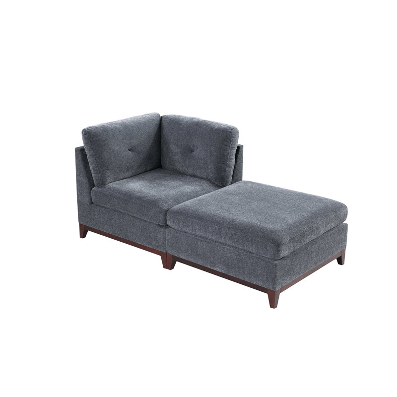 Bois de frêne modulaire 2 pièces - Chaise avec structure en bois et tissu d'angle chenille
