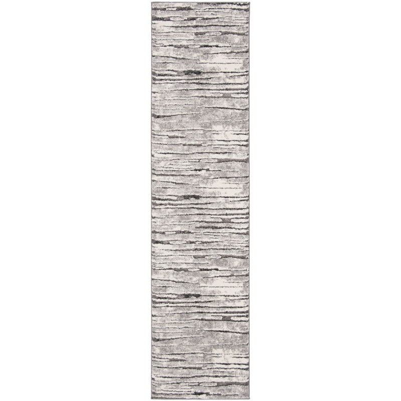 Tapis gris / gris foncé Elmirasol, Tapis de couloir 2 pi x 8 pi