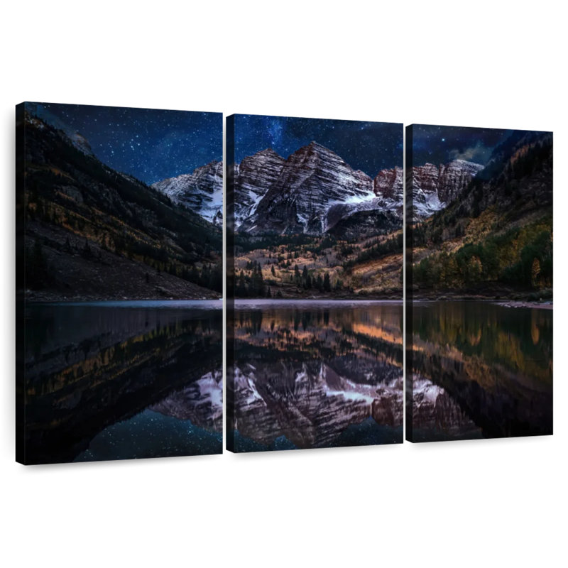 Maroon Bells Night Reflection, 20" H x 33" W