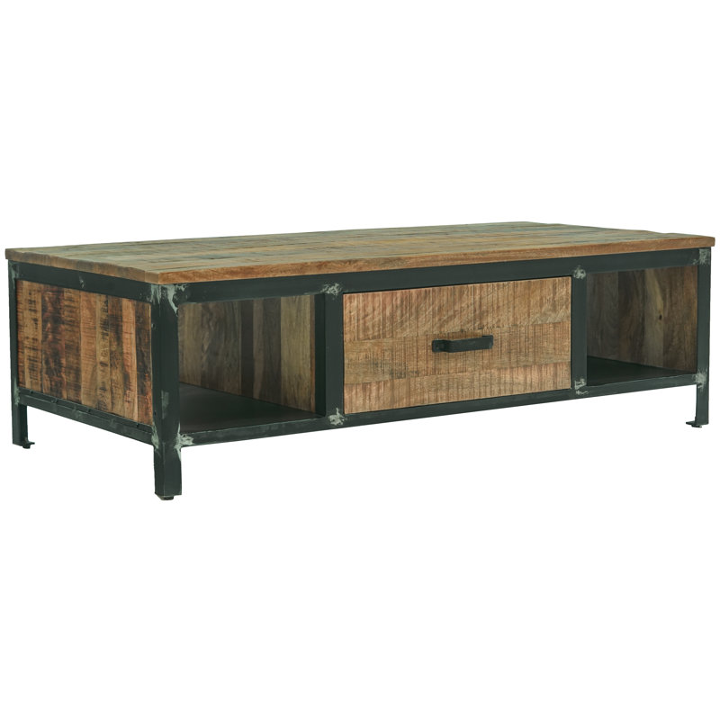 Solid Wood Four Leg Coffee Table with Storage