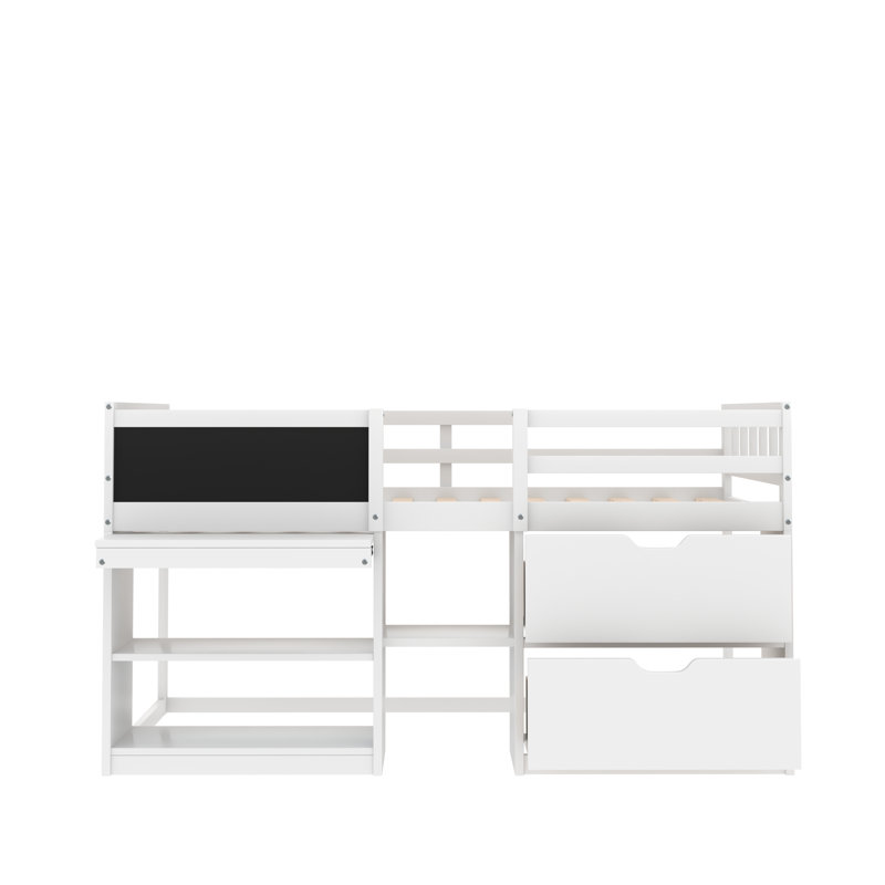 Okane Kids Twin Loft Bed with Drawers, White