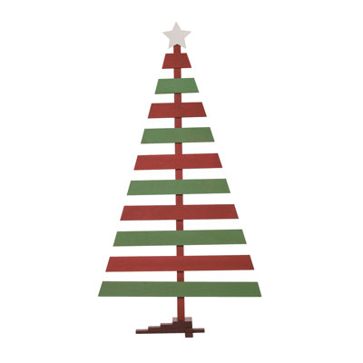 Wood 48 in. Christmas Slats Outdoor Tree Decor