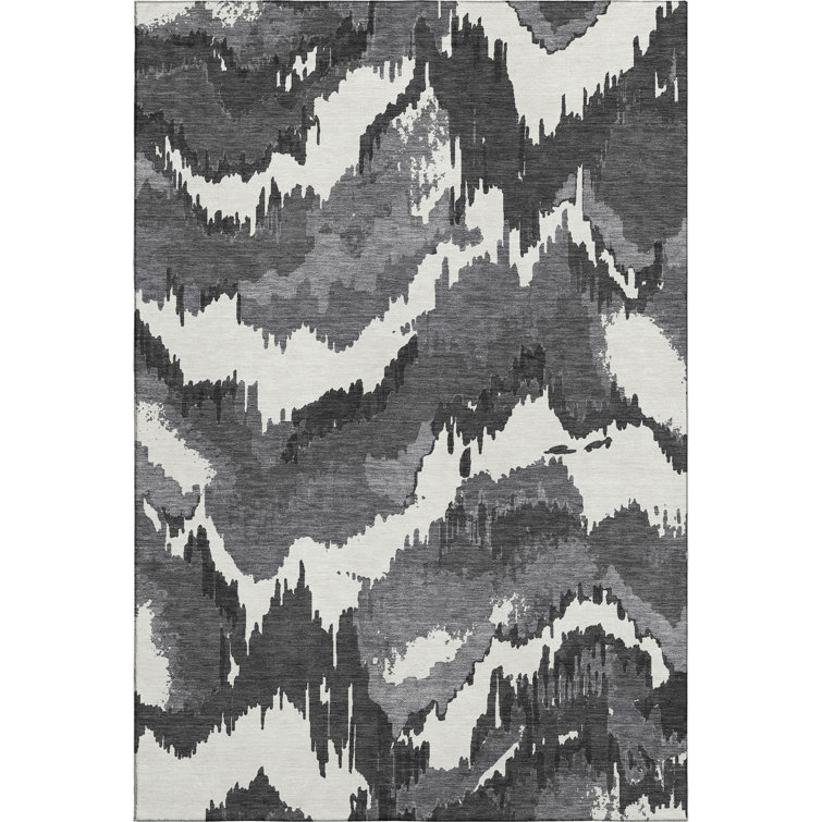 Premium Machine Washable Prisco Black Rug