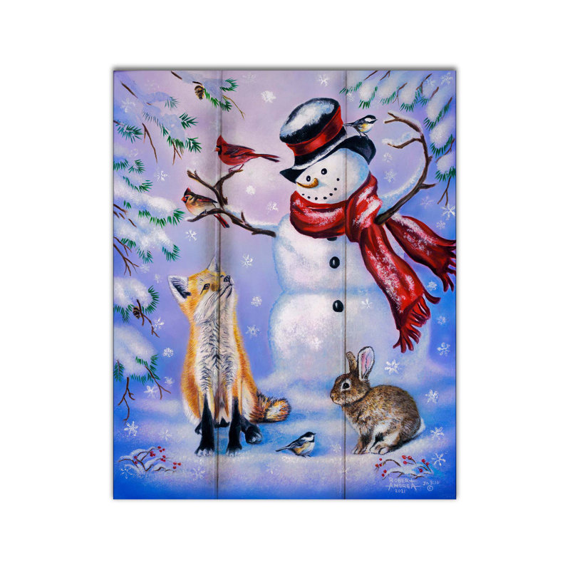 Winter Friends par Robert Andrea, Non, H 30 po x l 24 po x P 1 po, Bois