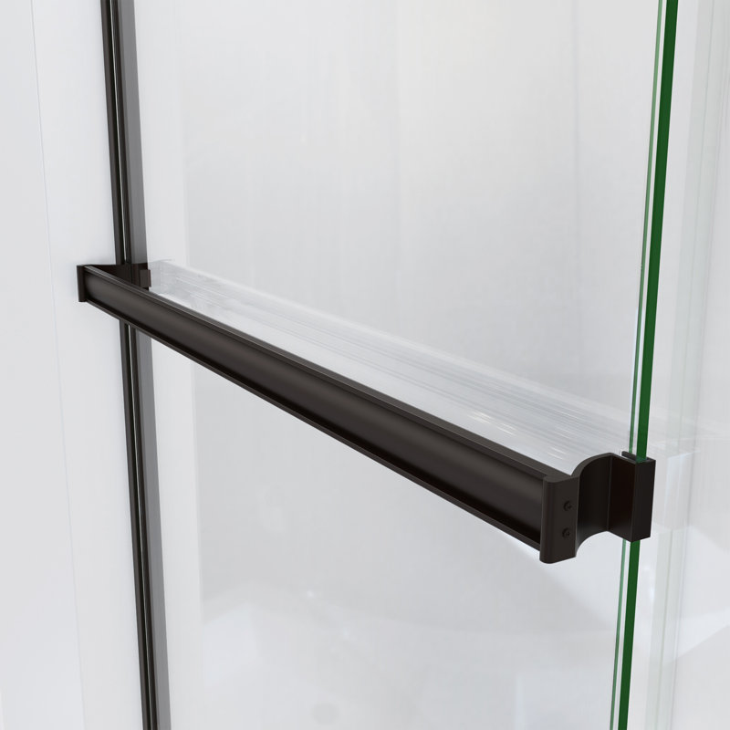 Lese 60" W x 70" H Semi-Frameless Shower Door, Anodized Oil Rubbed Bronze, Clear