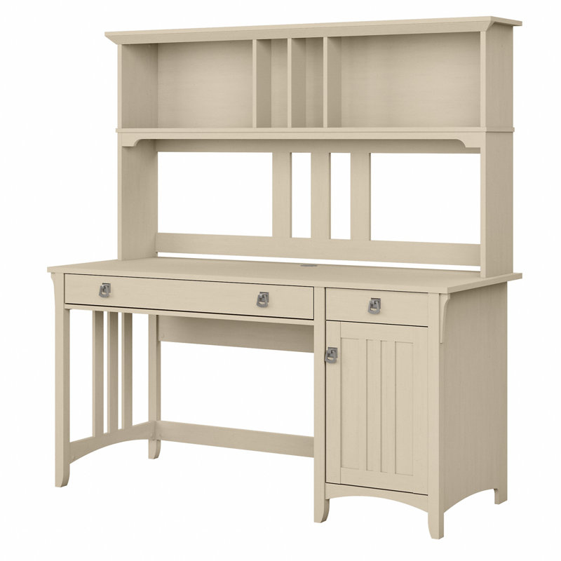 Bureau avec rehausse Salinas, Blanc antique