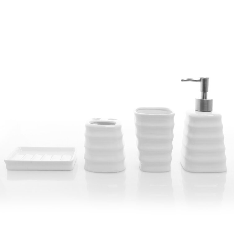 Obsa 4 Piece Bathroom Accessories Set Ebern Designs Color: Milky White