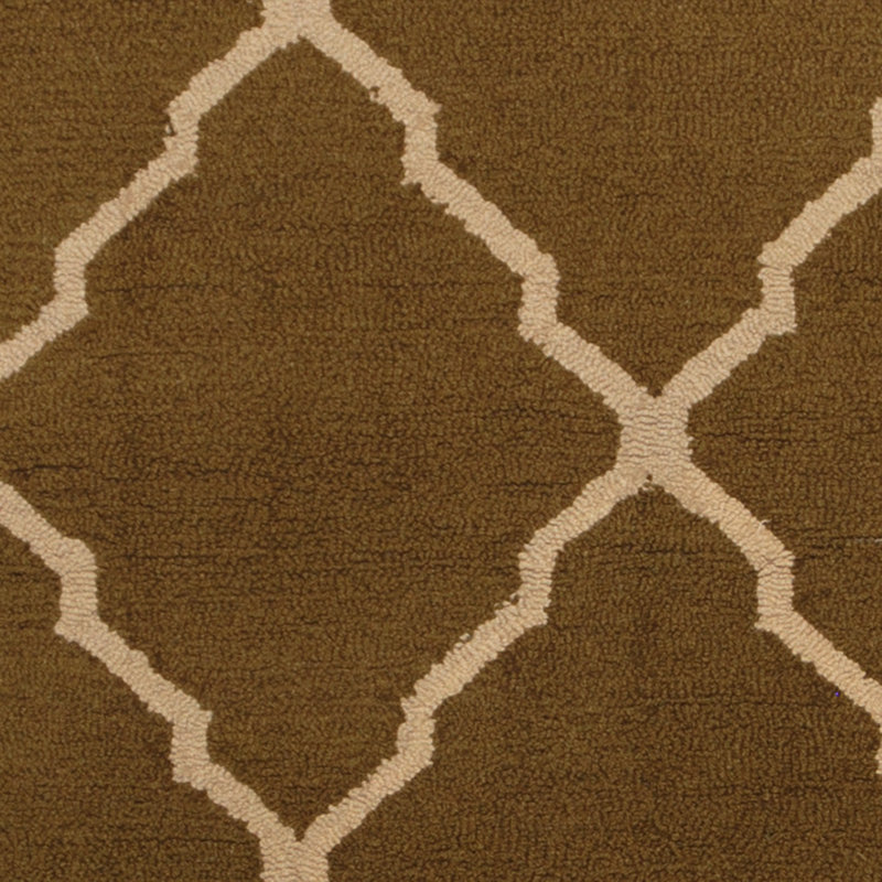 Tapis vert foncé / ivoire touffeté à la main