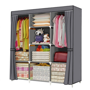 UDEAR Portable Closet Large Wardrobe Closet Clothes Organizer with 6 Storage Shelves, 4 Hanging Sections 4 Side Pockets,Black