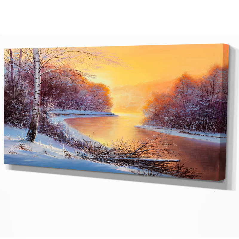 Forêt d'hiver - impression de paysages, H 16 po x l 32 po x P 1 po, Toile tendue