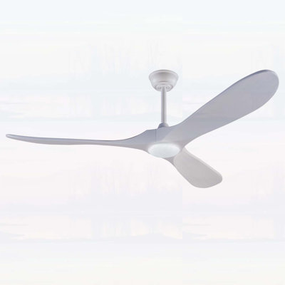60-inch White Ceiling Fan with Lights, Remote Control, 3 Solid Wood Blades, 3CCT, Power-Off Memory, Six-Speed Reversible Settings, Noiseless Operation for Large Rooms