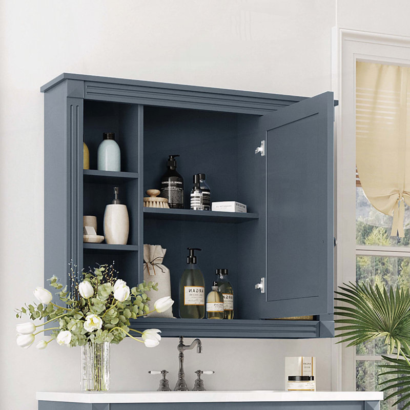 Pharmacie murale 35 x 28 pouces avec 6 tablettes ouvertes , Bleu