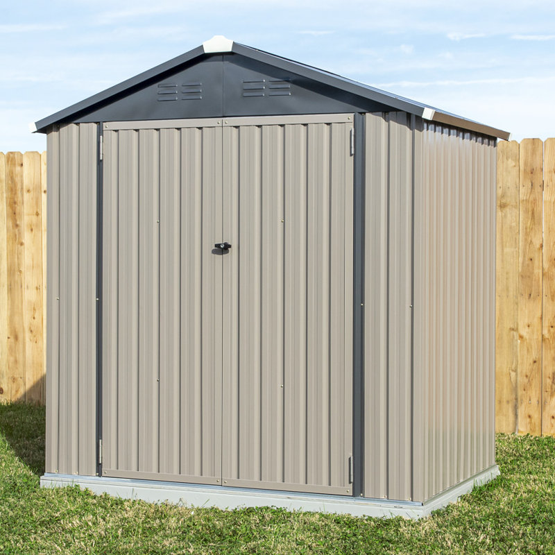 Gray 6' x 4' Galvanized Steel Outdoor Storage Shed