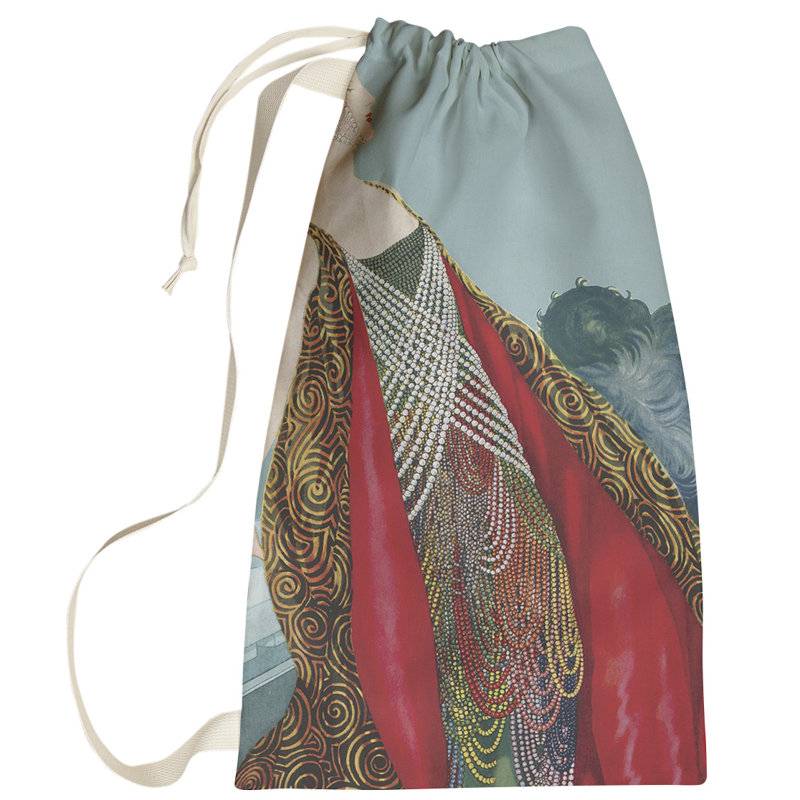 Roxbury Fabric Laundry Bag with Handles, Large (76.5" H x 29.5" W x 1.5" D), Gray/Red/Yellow