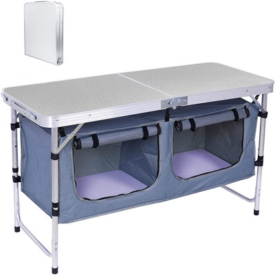 Gwennette Adjustable Height Folding Camping Table, Lightweight Aluminum w/ Storage & Handle for Outdoor & Indoor Use