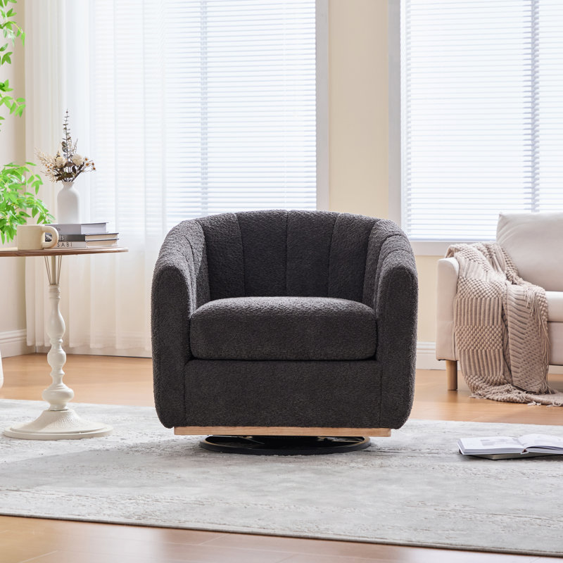 Fauteuil demi-tonneau pivotant surdimensionné rembourré, Gris anthracite