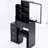 Black Vanity Cabinet With Cushioned Stool & Extra Large Mirror, Multi-Layer Storage For Small Bedrooms, American Style, , , Ul Space Table And , Big Sliding Multi-Layered Storage, Furniture Confined-1206613236