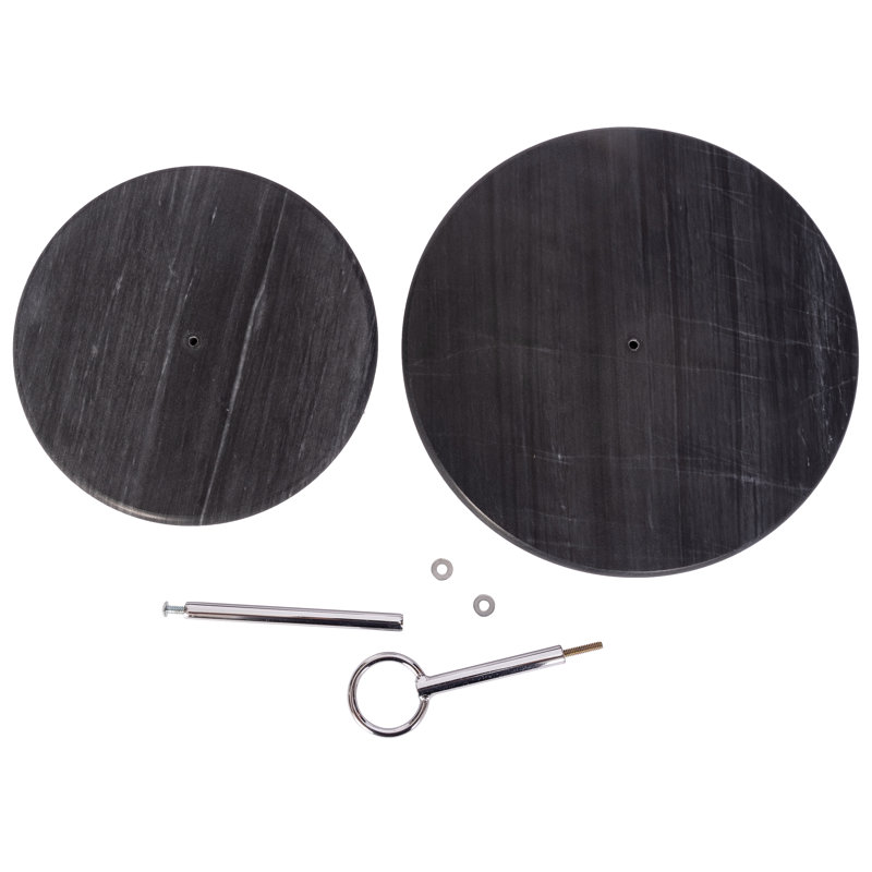 Black Matte Marble 2-Tier Round Dessert Plate with Metal Handle