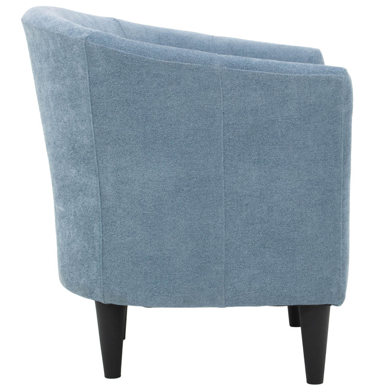 Kronos Upholstered Barrel Chair, Chloe Sky Polyester, Black