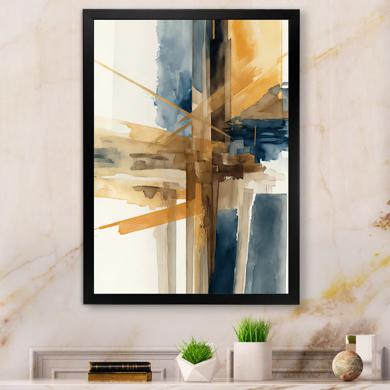 «Modern Watercolor Abstract I», reproductions de spirales abstraites, Cadre photo noir, H 20 po x l 12 po x P 1 po