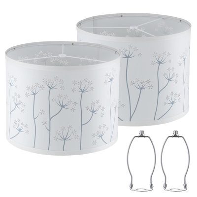 White Lamp Shades Set Of 2, Drum Lampshades, Lampshade 10 Inches Height, Lampshades For Table Lamp, Floor Lamp, Pendant Light, Lamp Shade Harp Holder Included