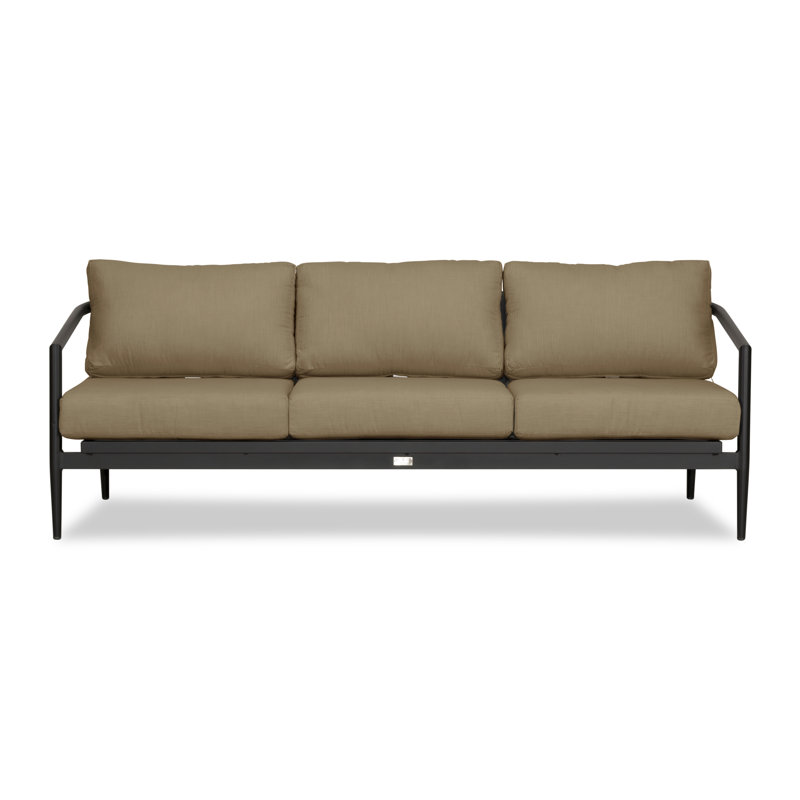 Outdoor 3 - Seat Patio Sofa, Canvas Heather Beige Sunbrella® Canvas, Black