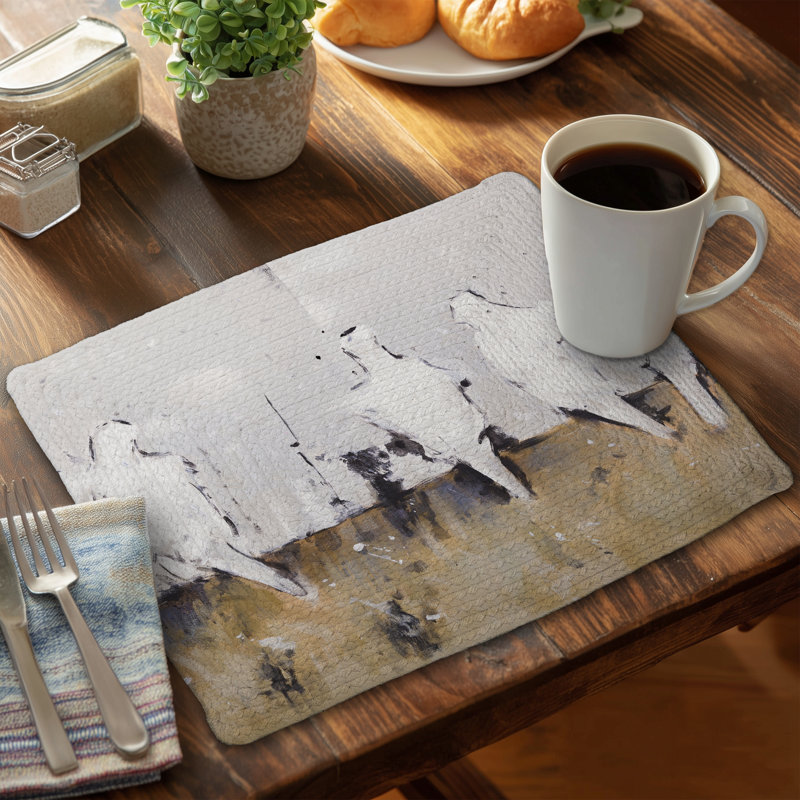 Eight Perched Birds White Braided Placemat - Bedroom Decor