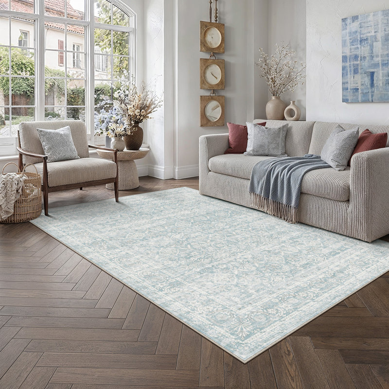 Tapis oriental GRANDA, Bleu, Rectangle 6 pi x 9 pi