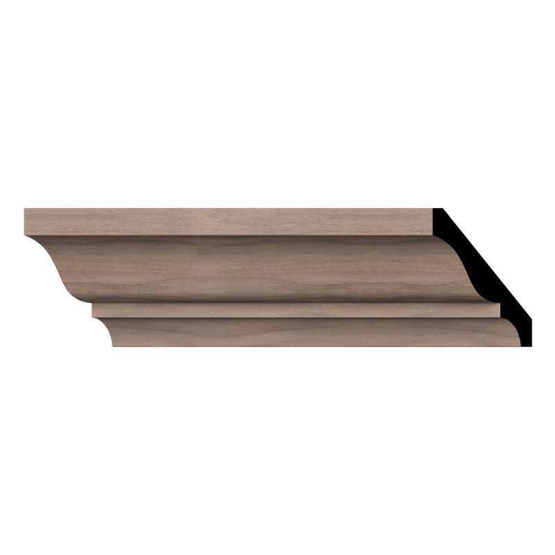 WM49 - Moulure de bois franc massif Crown Crown, H 3 po x P 2 1/8 po x F 3 5/8 po x L 96 po, noyer teint, Noyer