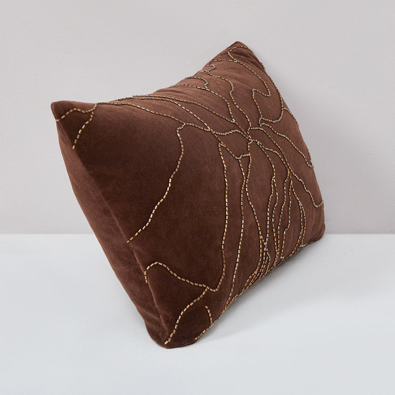 Housse de coussin en coton Roots, Brun