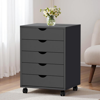 Mitchem Drawer Chest Wood File Cabinet Rolling Storage Dresser with Wheels for Home Office by Inbox Zero