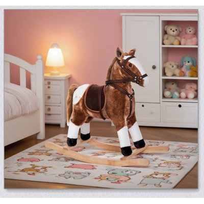 Cheval à bascule interactif en peluche pour enfants avec des sons réalistes, parfait pour le jeu et le développement imaginatifs