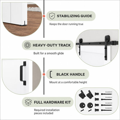 Black Barn Door Hardware Kit Including 72 Inch Track And Door Hardware Kit,Without Door Panel
