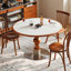 White&Walnut Round Sintered Stone Dining table-491015702