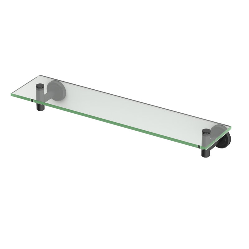 Wall Mounted Glass Shelf | 8 mm Thick Tempered Glass Shelf, Matte Black
