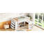 Lit mezzanine simple avec rangement et bureau coulissant en bois d'hévéa blanc-970965112