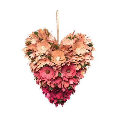 hirigin Valentine\'s Day Wreath-Rose Flowers Heart Shaped Wreath,Vintage  Decor Rose Garland with String Lights for Home Wedding Valentine\'s Day  Decoration (40cm*40cm, Rose with Lights) 